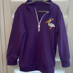 Vibrant Purple Kids' Mardi Gras Sweatshirt with Embroidered Pelican